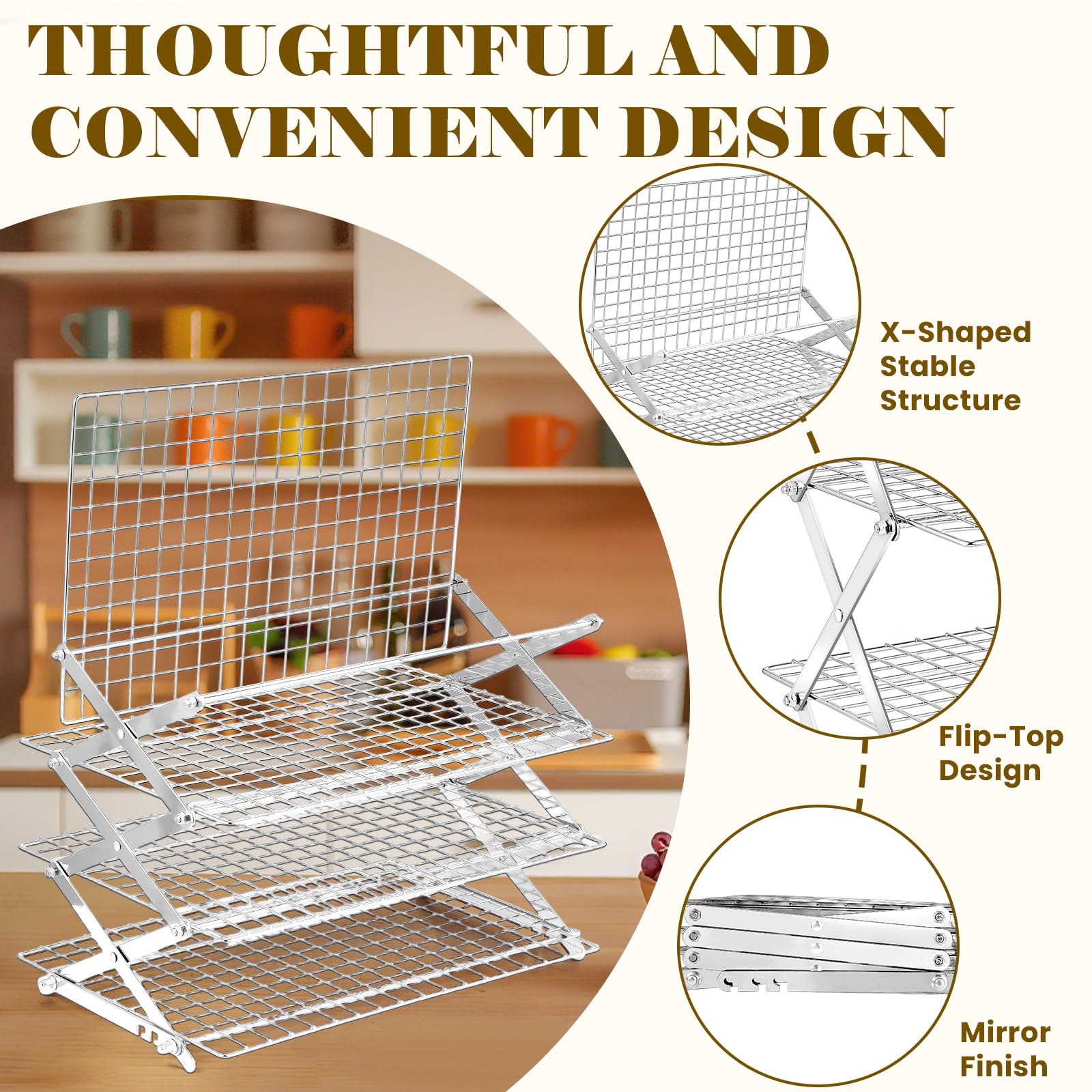 BEWOS collapsible rack folded compact for easy storage.