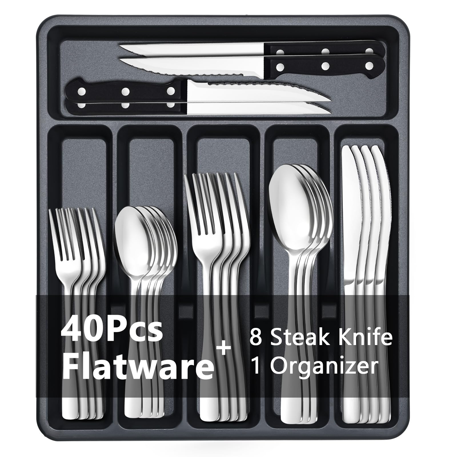 BEWOS 49-piece silverware set for eight ready for family meals