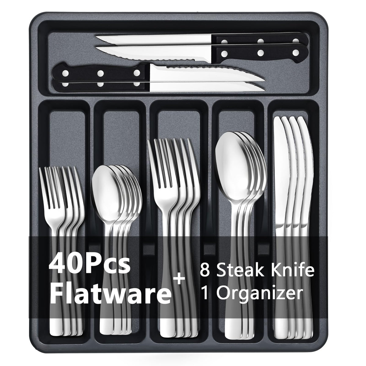 BEWOS 49-piece silverware set for eight ready for family meals