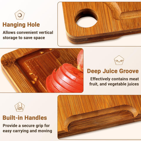 BEWOS bamboo cutting board set small perfect for vegetables and quick tasks.