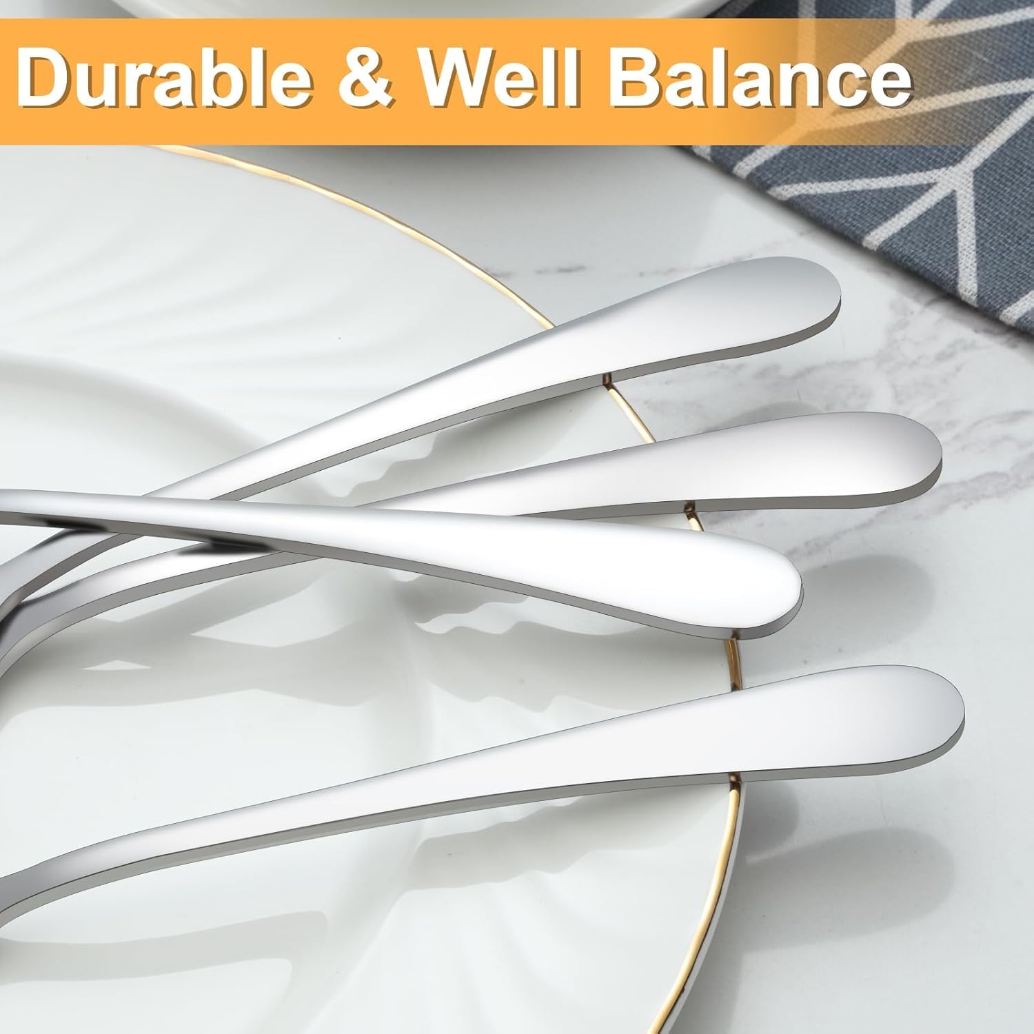BEWOS serving spoons with ergonomic handles for comfortable grip.