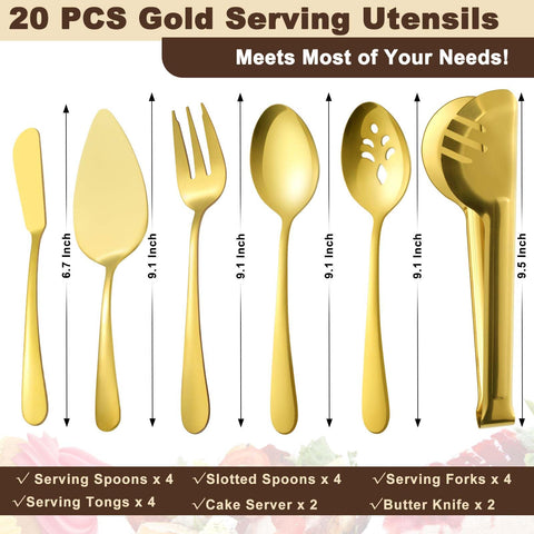 BEWOS gold-serving-spoons: large, comfortable, sturdy for family meals.