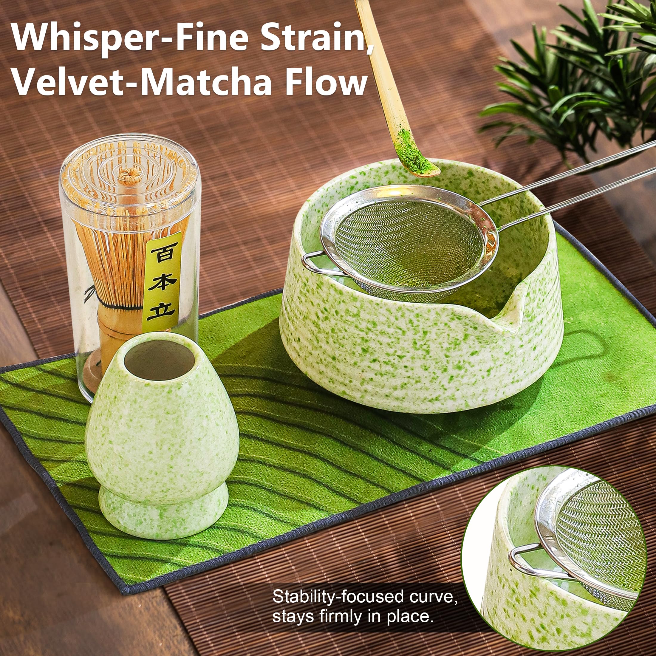 BEWOS matcha spoon rest protects surfaces between whisking