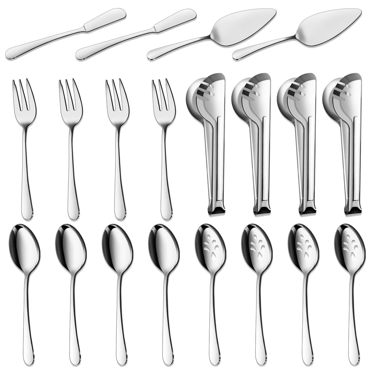 BEWOS 20-piece stainless steel serving spoons for elegant buffet presentations