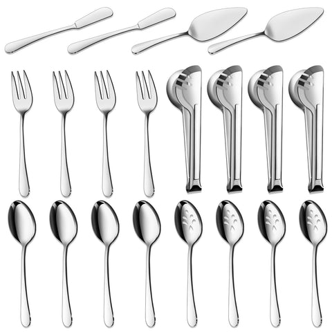 BEWOS 20-piece stainless steel serving spoons for elegant buffet presentations