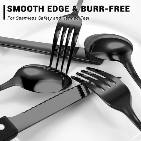 BEWOS steak knives with precision forged serrated edge slice with ease