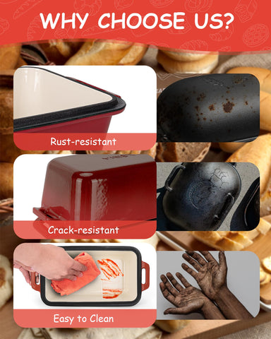 Bexmder lidded pan enables Dutch oven style baking for crusty breads