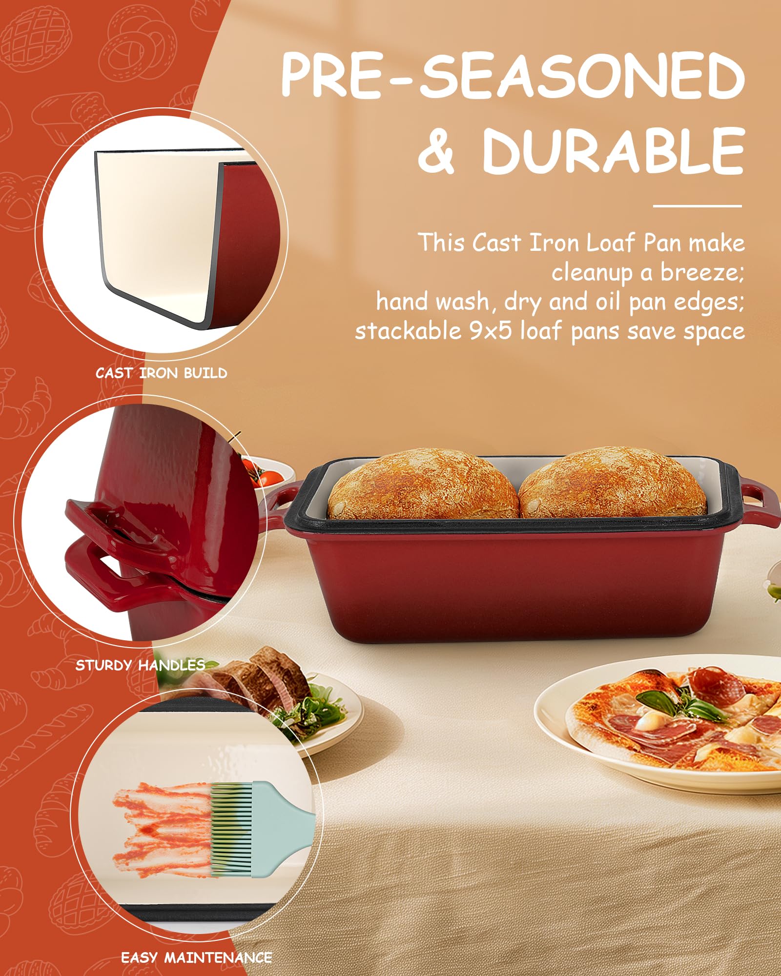 Bexmder easy-grip handles provide comfortable lifting from oven to table