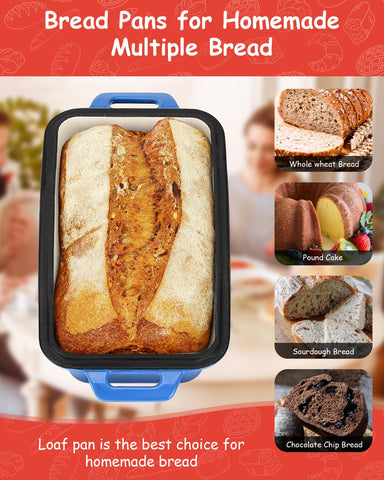 Bexmder enamelled cast iron bread pan for even heat.