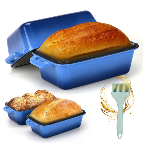 Bexmder loaf pan with lid for even bread baking.