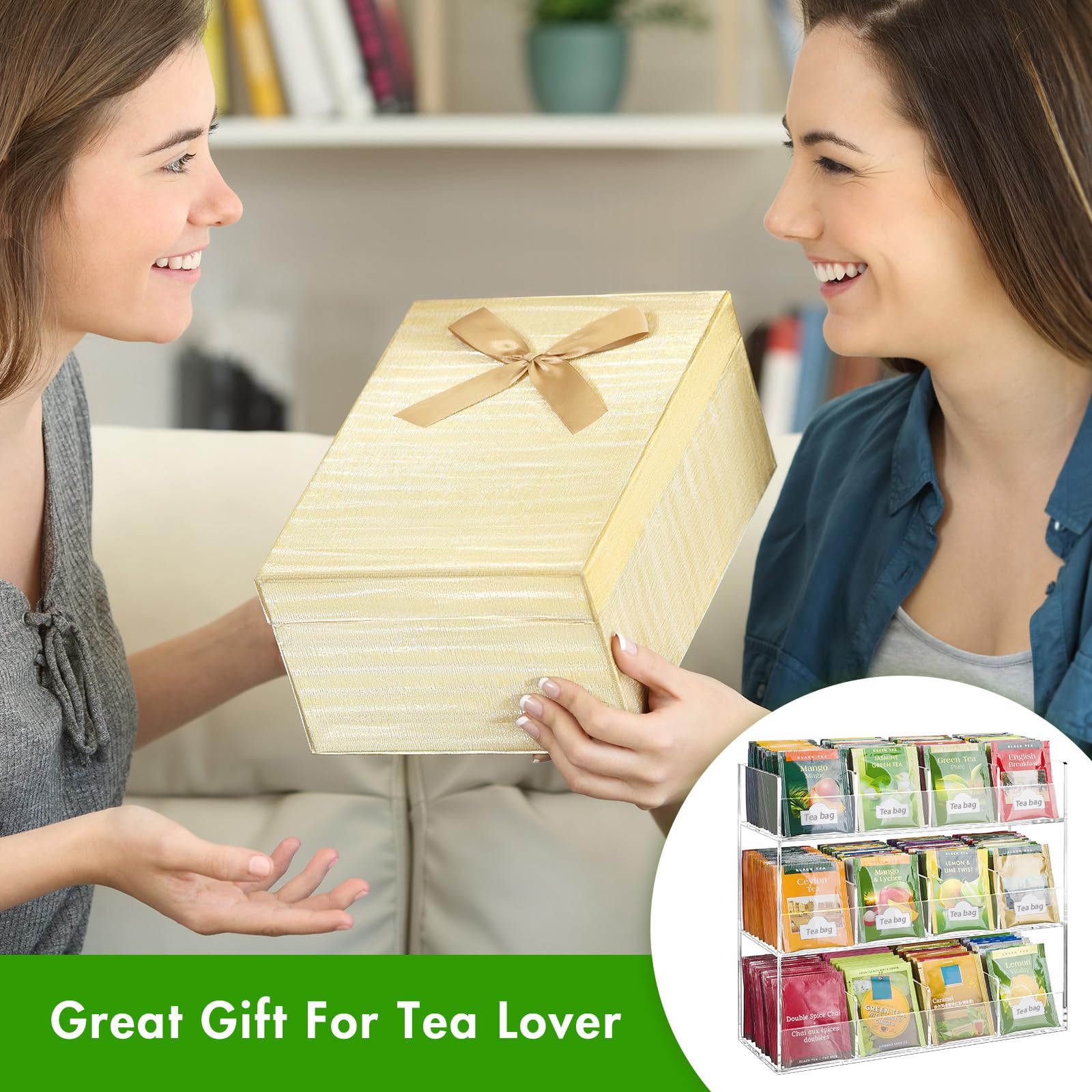 BEYGORM durable-clear container maintains organized teabags and quick access