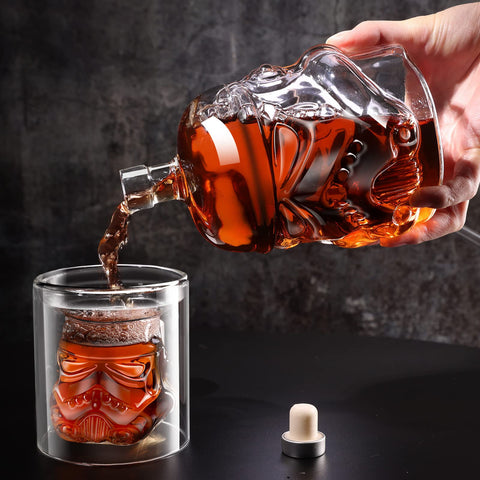 BEYOND MS whiskey decanter set on dining table, complements sophisticated decor
