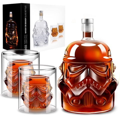 BEYOND MS whiskey decanter set front view, elegant display for a refined home bar