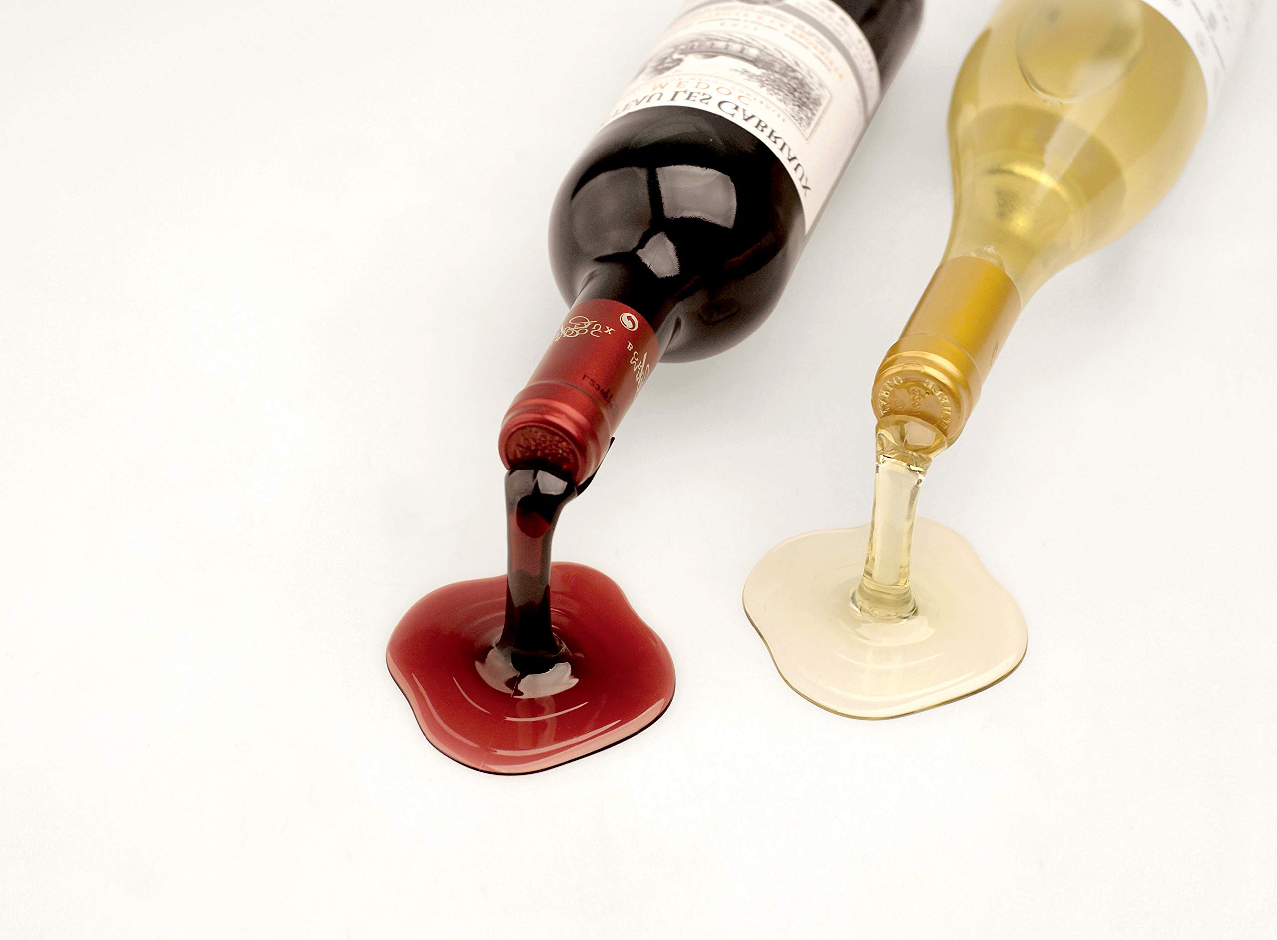 Beyond123 red spill wine bottle holder, second angle view for decor