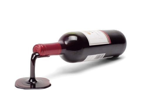 Beyond123 white spill wine bottle holder, angle view for versatile display