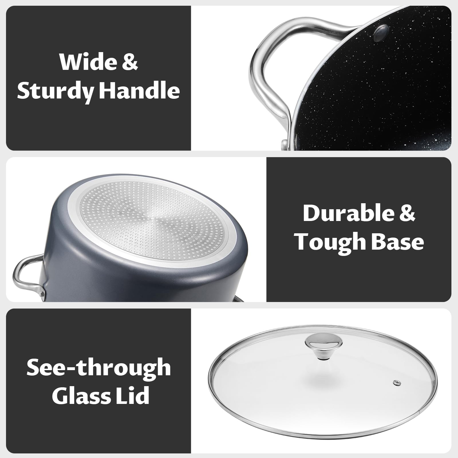 BEZIA glass lid tight seal lets you monitor progress without heat loss