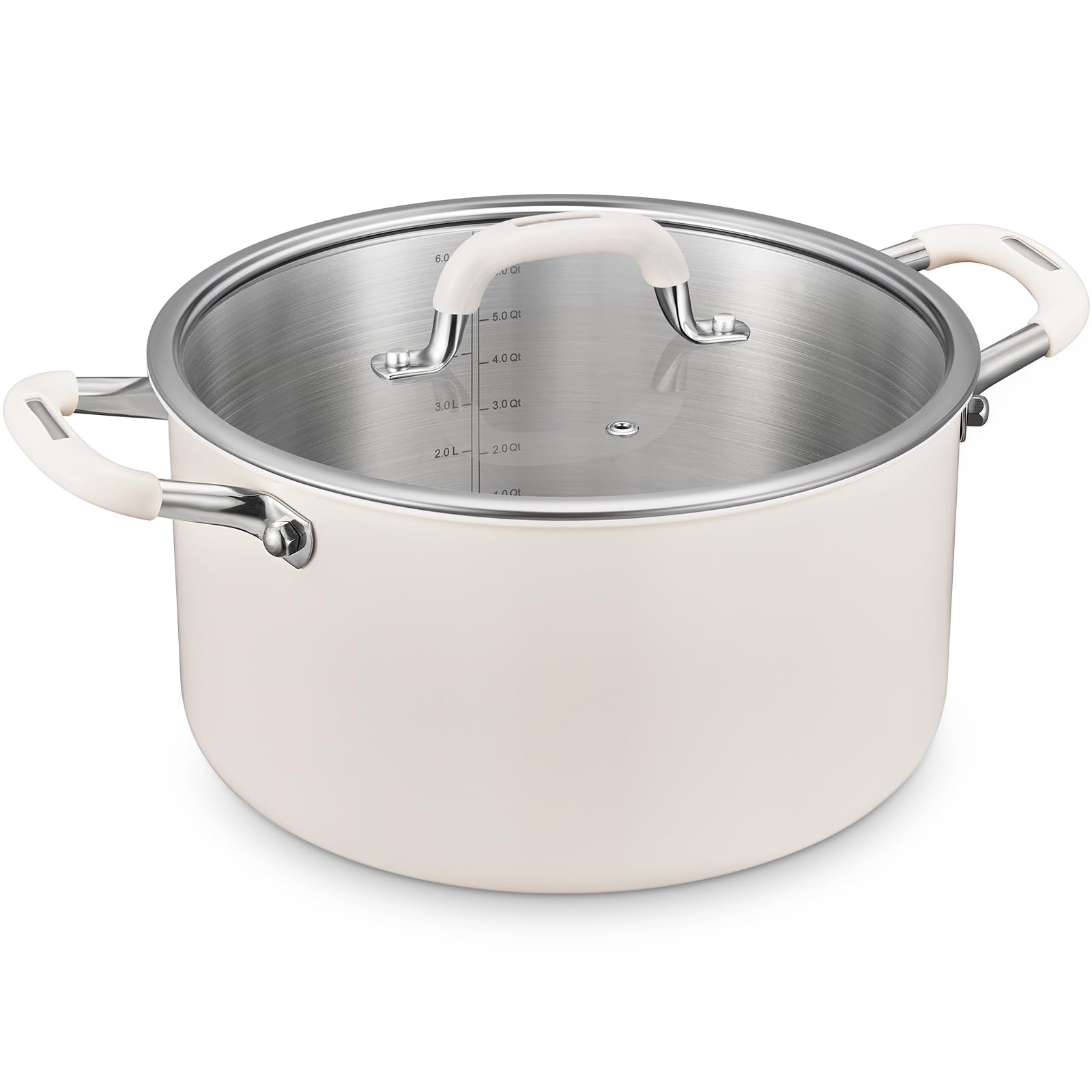 BEZIA 6-quart stock pot with lid for soups and pasta