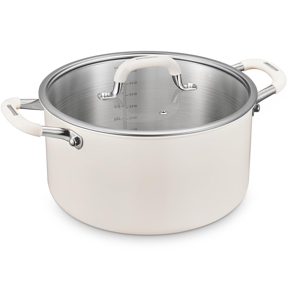 BEZIA 6-quart stock pot with lid for soups and pasta