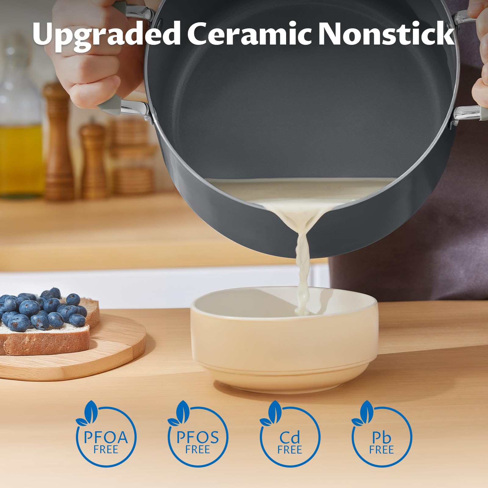 BEZIA ceramic nonstick interior for easy food release.