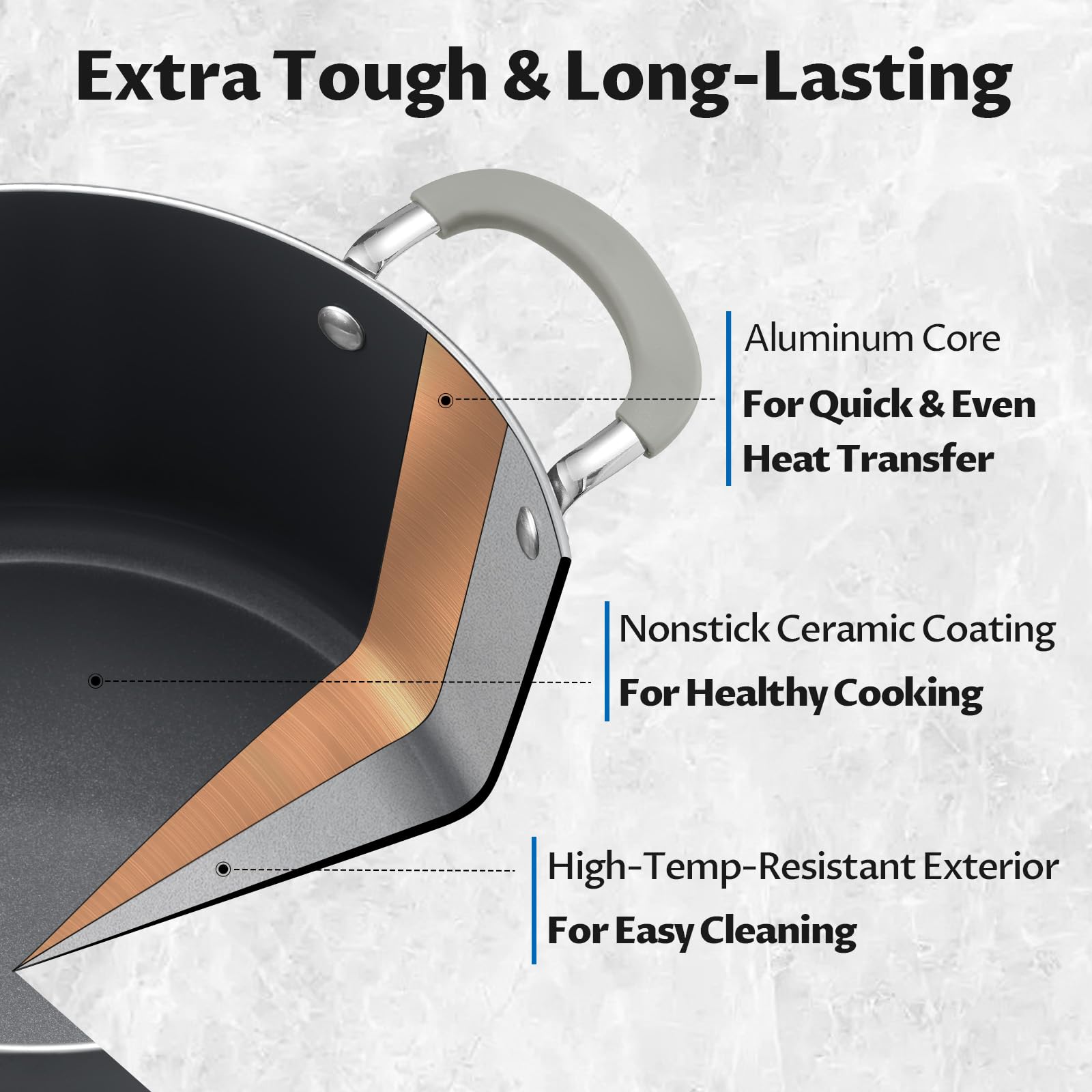 BEZIA smooth ceramic surface reduces sticking for easier cleaning after cooking.