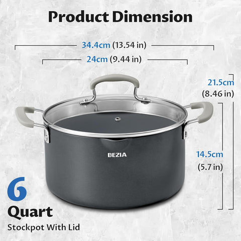 BEZIA oven-safe stock pot withstands temps up to 400°F.