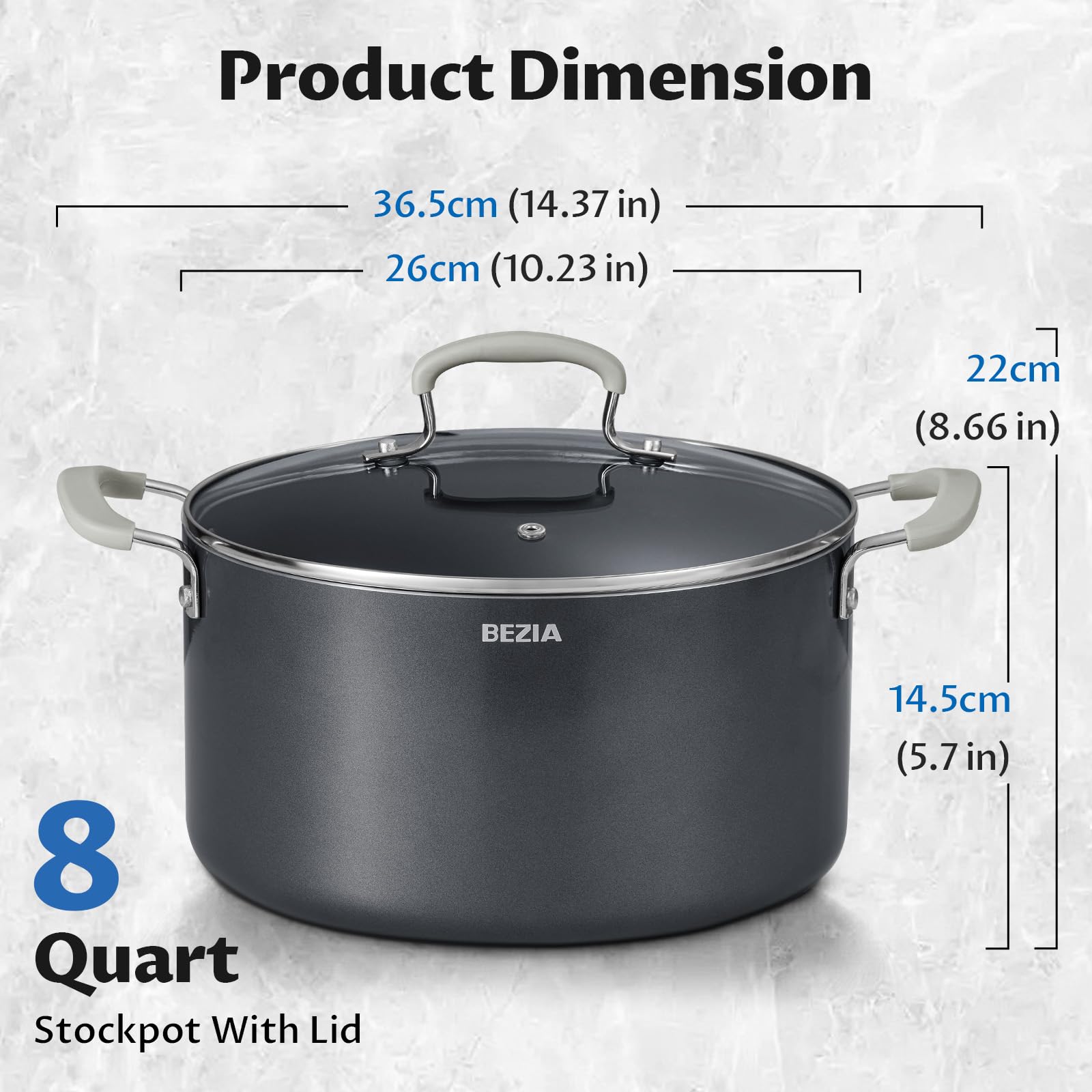 BEZIA spacious 8-quart capacity supports family meals and large batches.