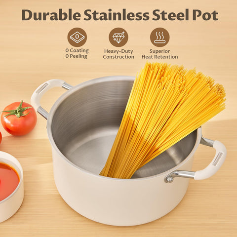 BEZIA stainless steel pot with silicone handle for safe grip