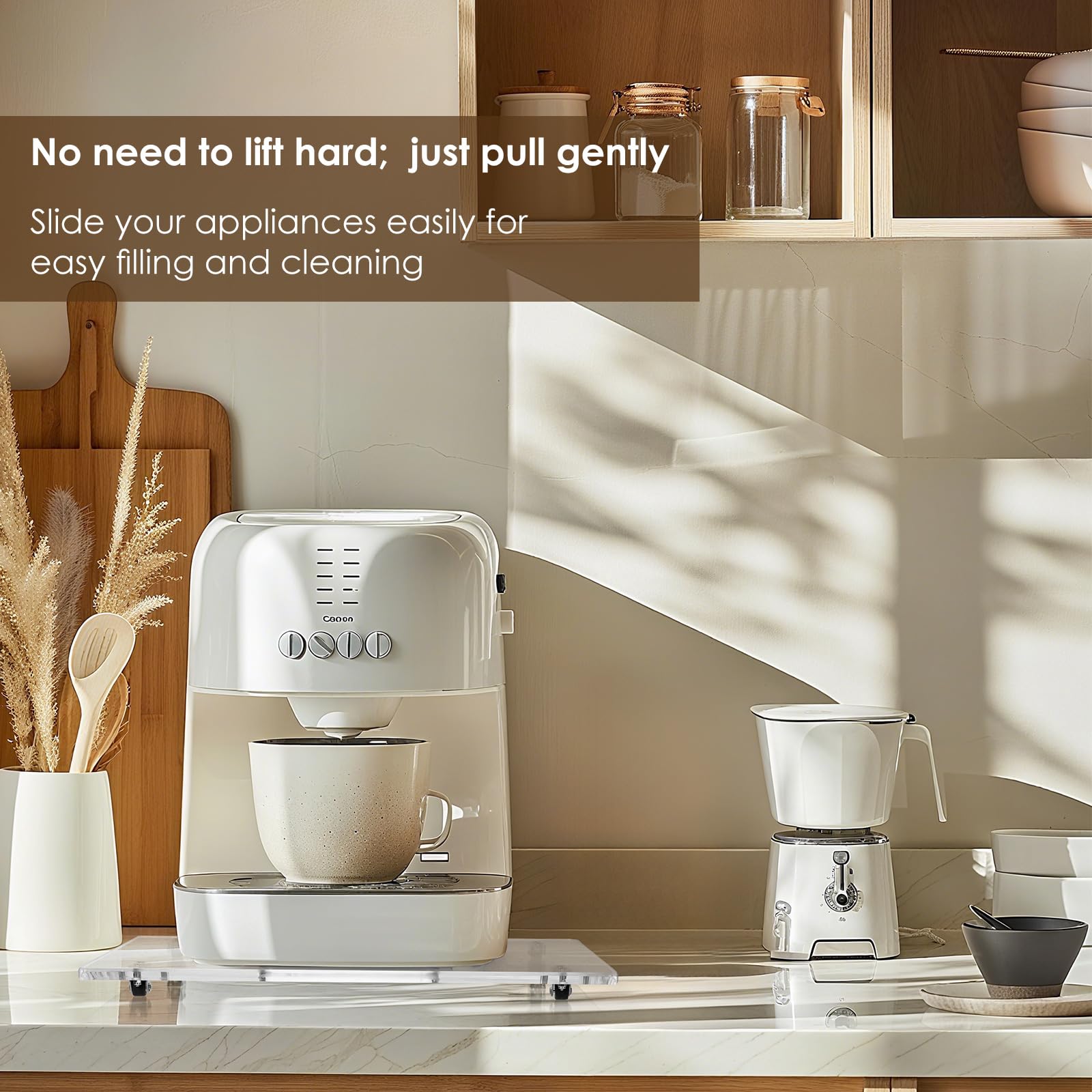 BEZONO sliding tray under cabinet keeps cords tidy during daily meal prep.
