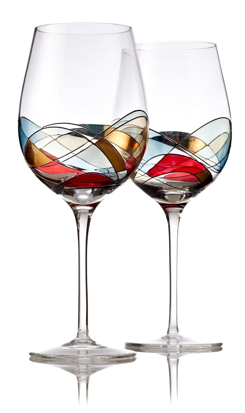 Bezrat hand-painted red wine glass showcases elegant detail for refined entertaining.