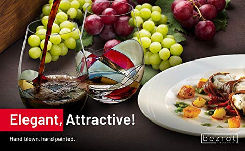 Bezrat stemless goblets enhance aroma and color for refined wine tasting at dinners