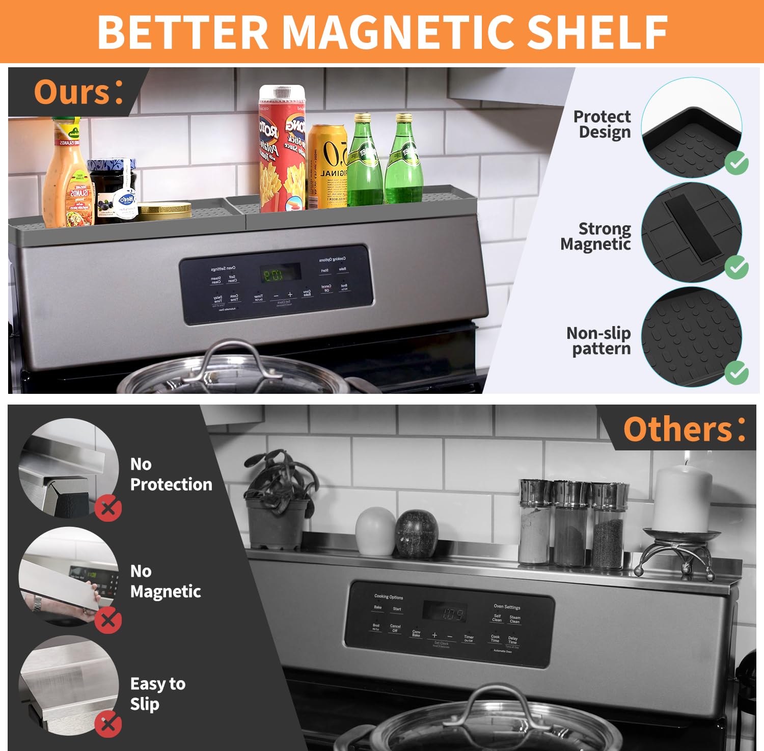 BFONS silicone kitchen shelf offers heat resistance and easy cleaning.