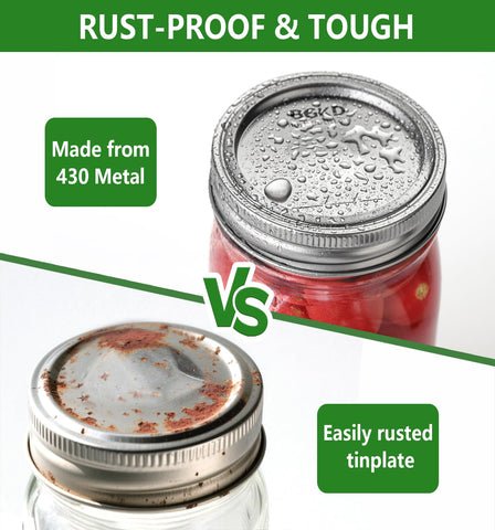 BGKD Ball/Kerr wide-mouth lids fit securely for long-term canning use.