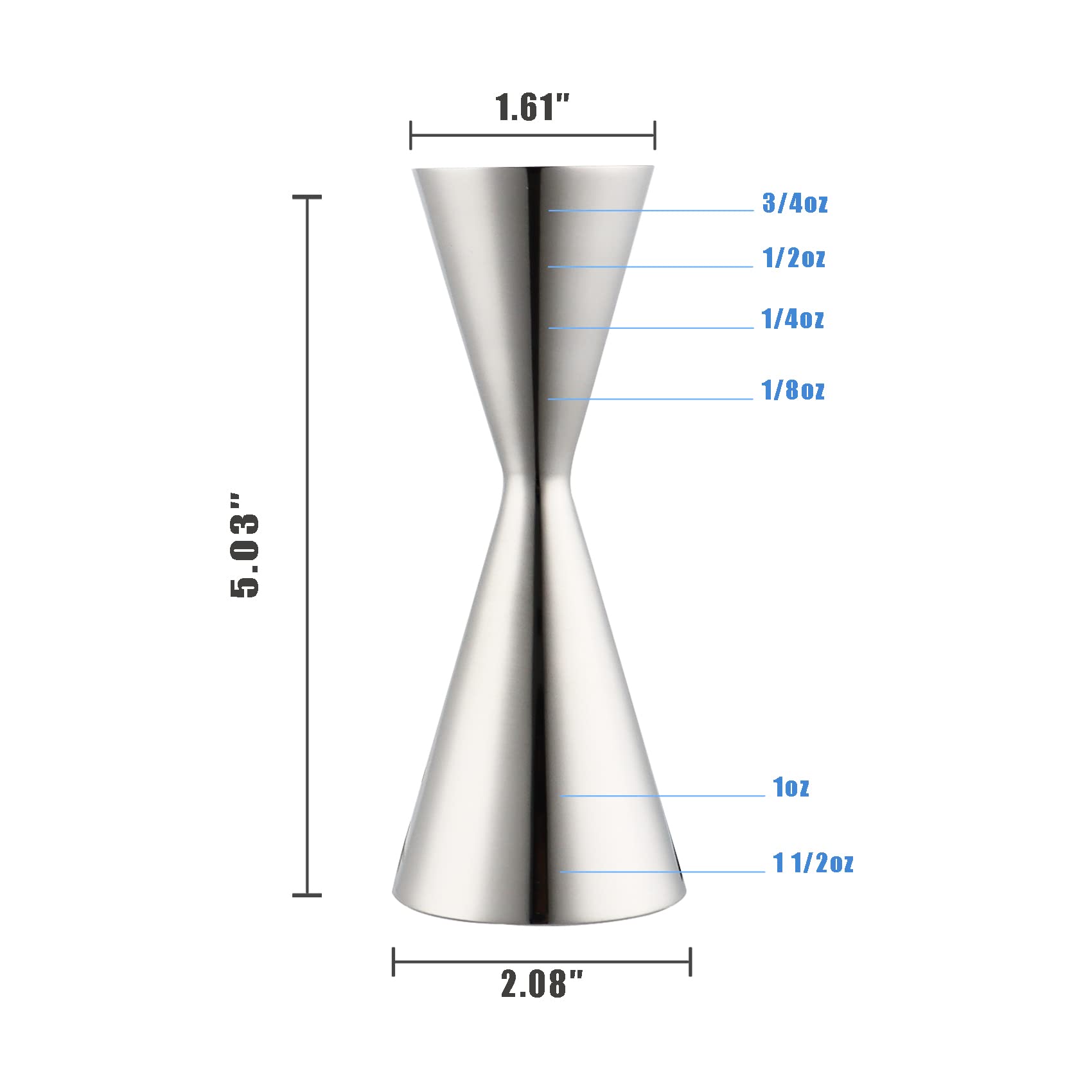 BGM.FOX inner measurements showing 1oz and 2oz capacities for accurate batching