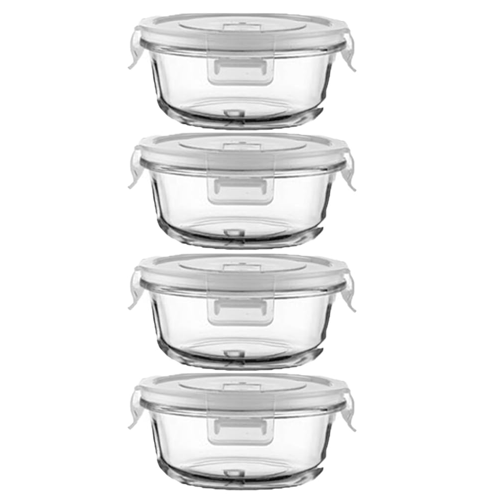 B.GUBOBOYA 12oz round glass container with lid for fresh meals