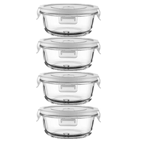 B.GUBOBOYA 12oz round glass container with lid for fresh meals
