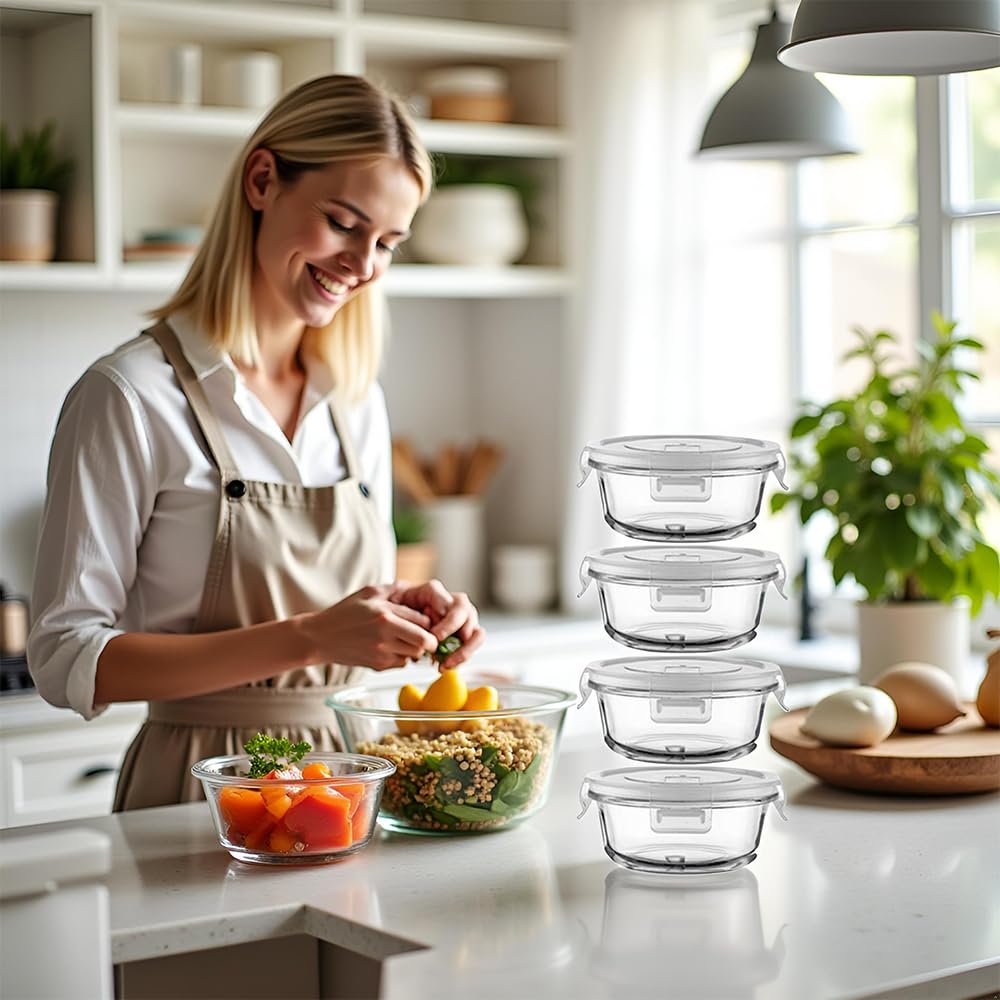 B.GUBOBOYA 1.5 cup meal prep leftovers in round containers