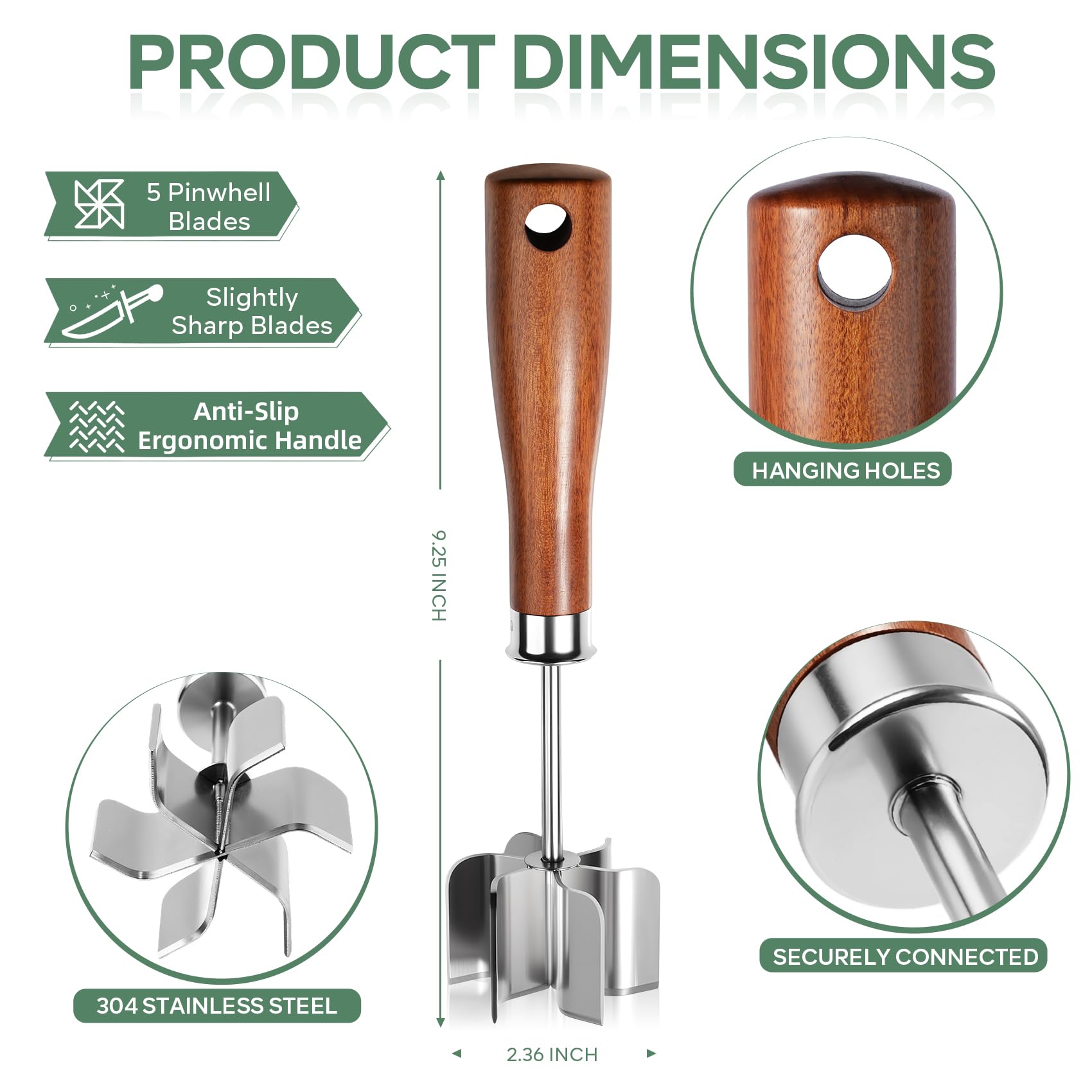 BGWARA versatile kitchen tool doubles as potato masher and avocado crusher.