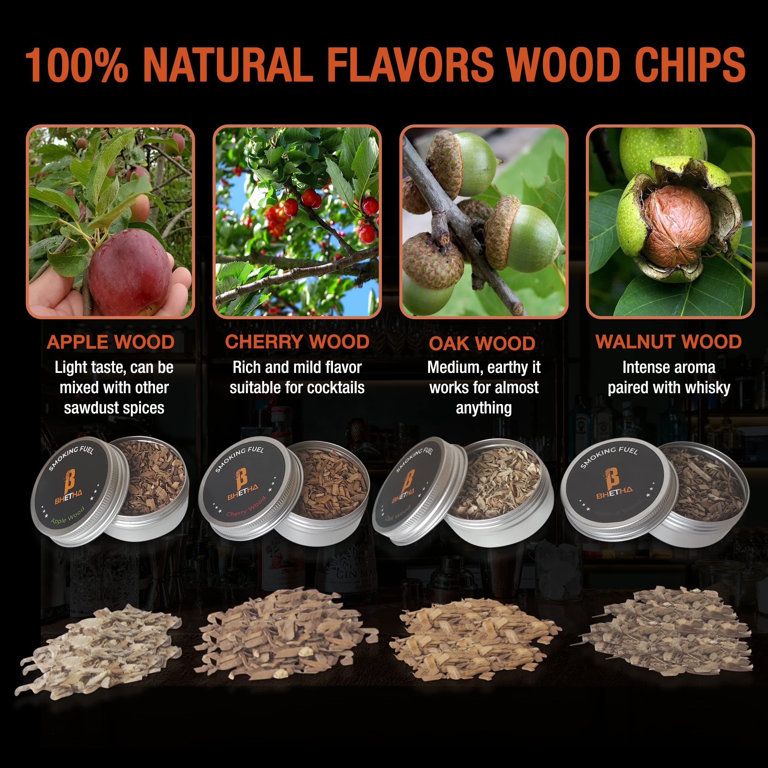 BHETHA wood chips cherry—fruity smoke notes elevate whiskey drinks