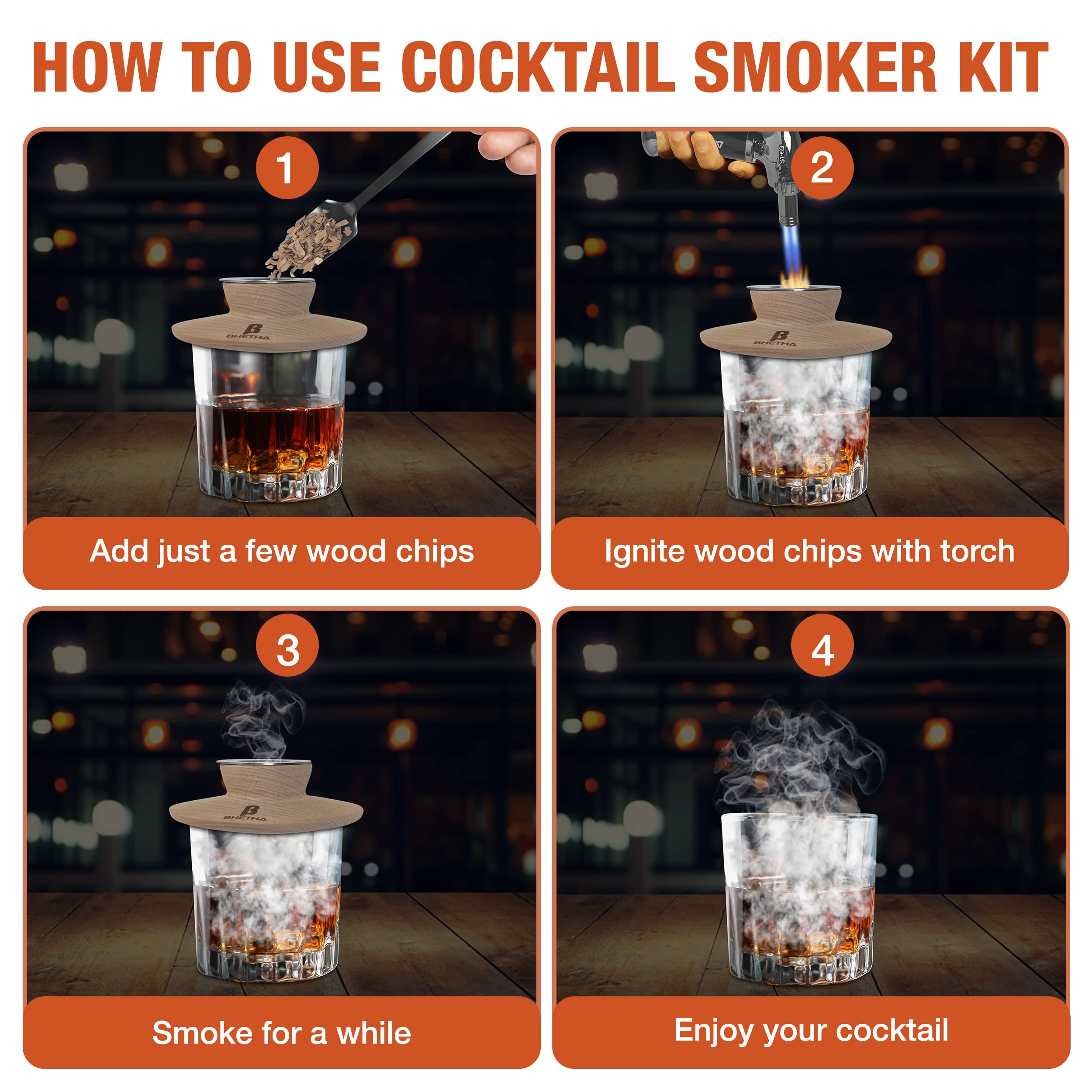 BHETHA wood chips oak—classic smoky depth for old fashioned cocktails