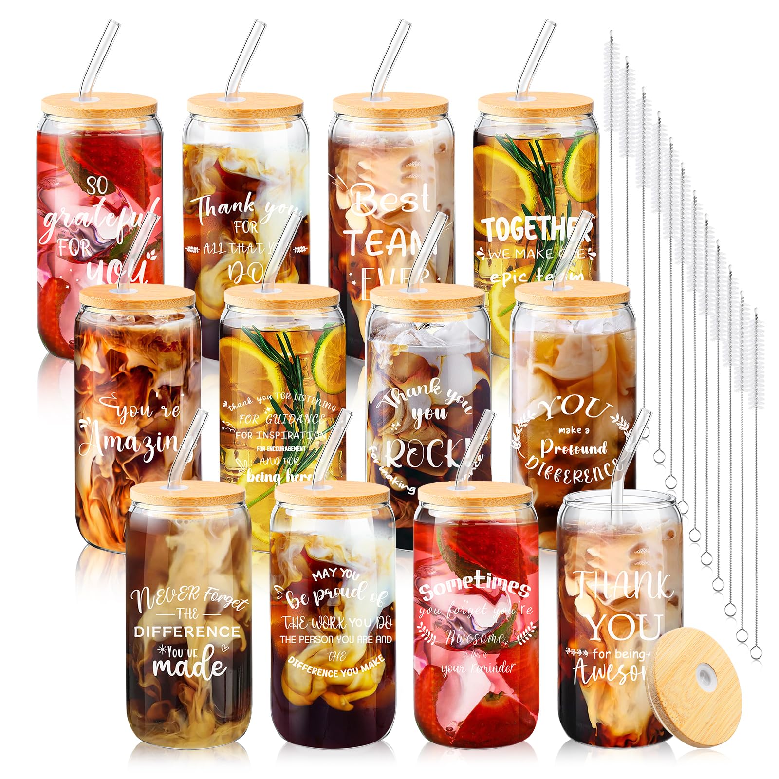 BHHQHH 12-pack can shaped beer glasses with lids for staff appreciation gifts.