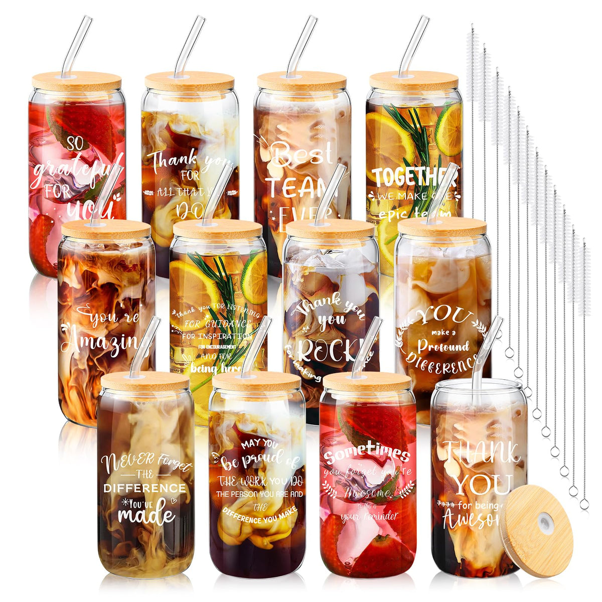BHHQHH 12-pack can shaped beer glasses with lids for staff appreciation gifts.