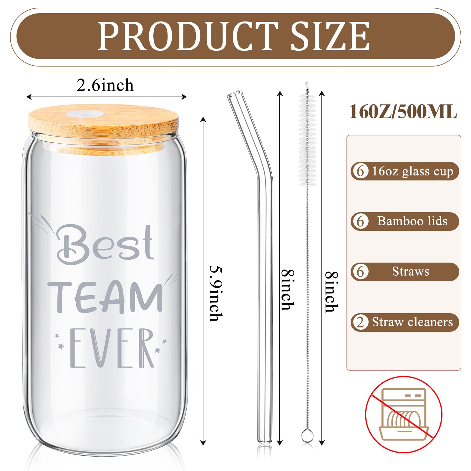 BHHQHH 16 oz can shaped glass with lid and straw for daily use.