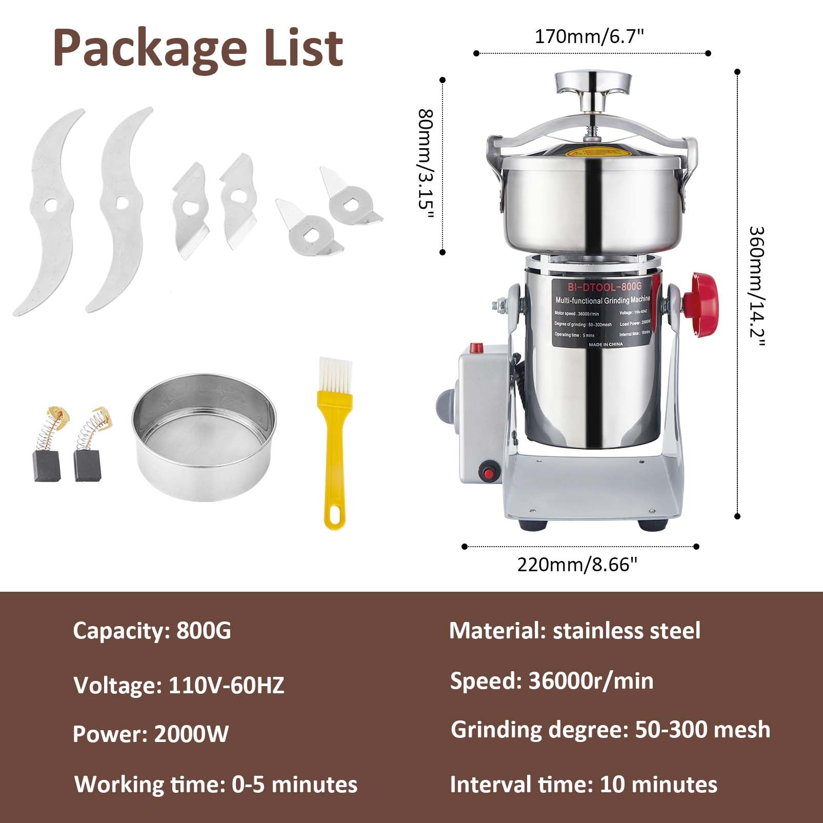 BI-DTOOL stainless steel grinding chamber for durable pulverization