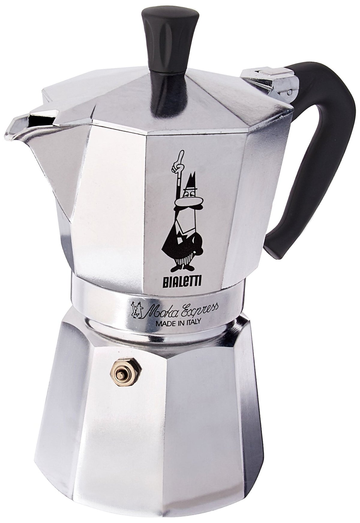 Bialetti 6-Cup Moka Express on the stove delivering rich, Italian-style coffee at home