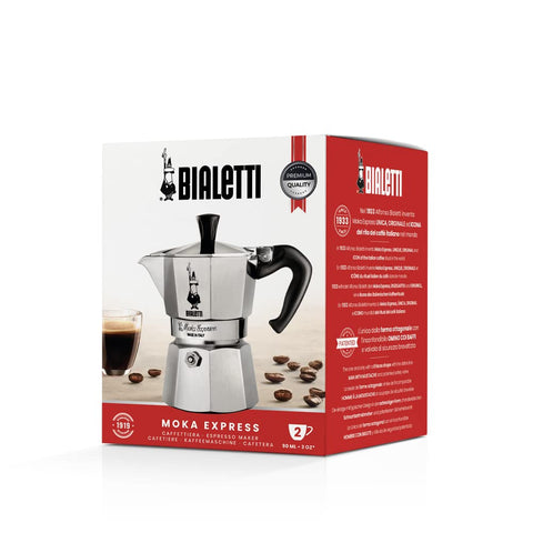 Bialetti Moka Express Export, compact design ideal for small kitchens.