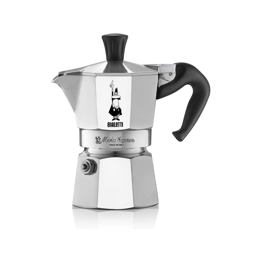 Bialetti Moka Express Export with filter plate, promotes even extraction.
