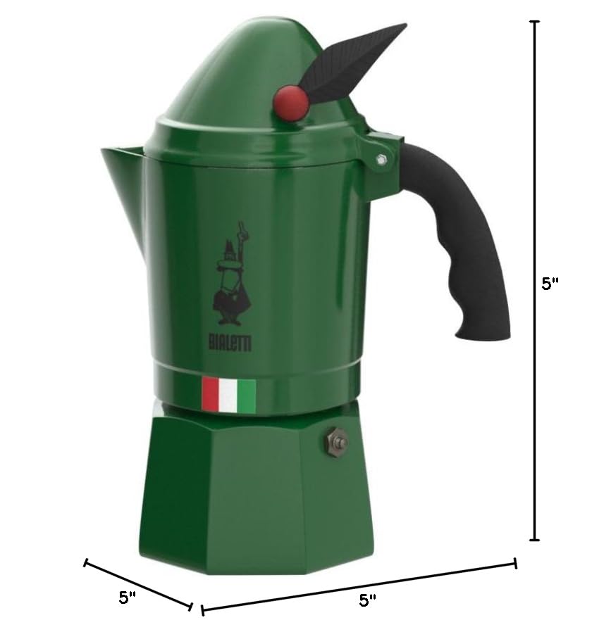 Bialetti Moka Express Rainbow Alpina safety valve visible for secure brewing