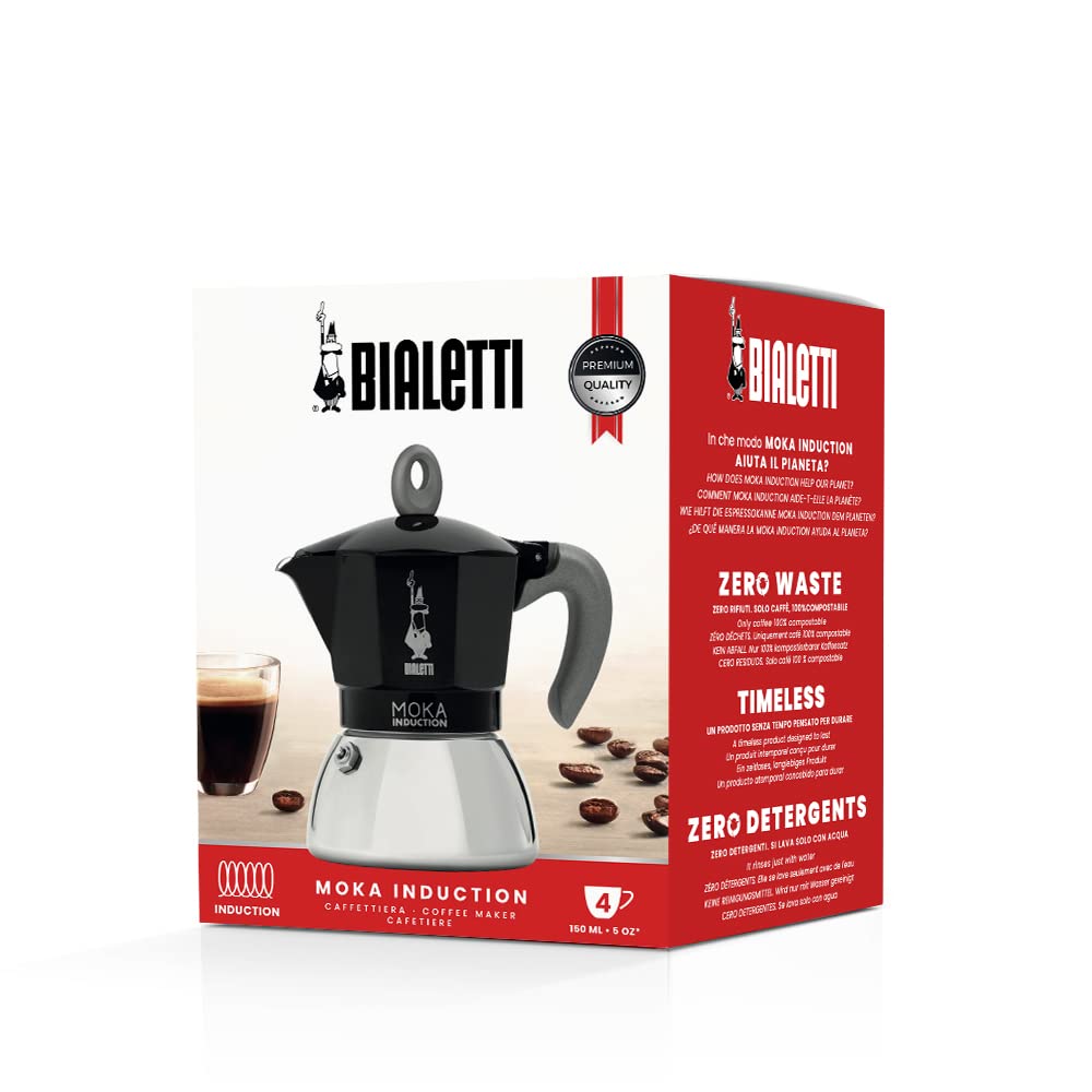 Bialetti Moka Induction stainless steel boiler enables induction compatibility