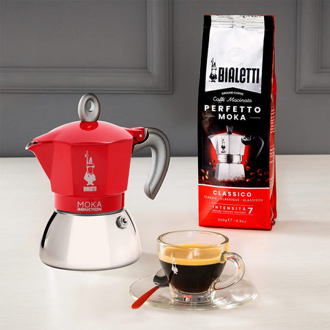 Bialetti Moka Induction 2-cup espresso size for home coffee rituals.