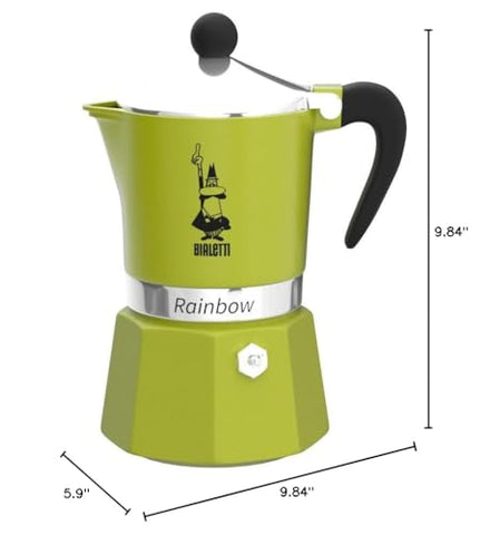 Bialetti Rainbow Green 3-Cup close-up of safety valve and durable construction